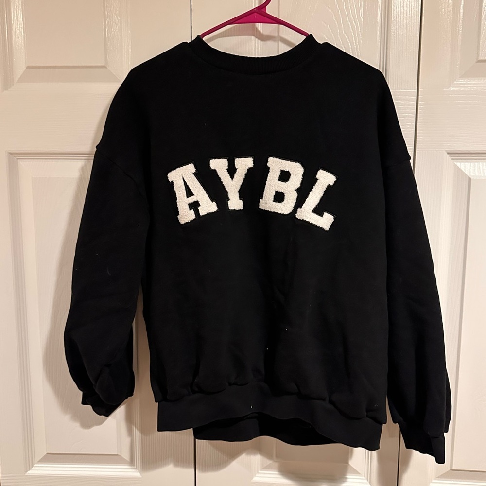 AYBL Women's Crewneck Sweater in Black with White Logo